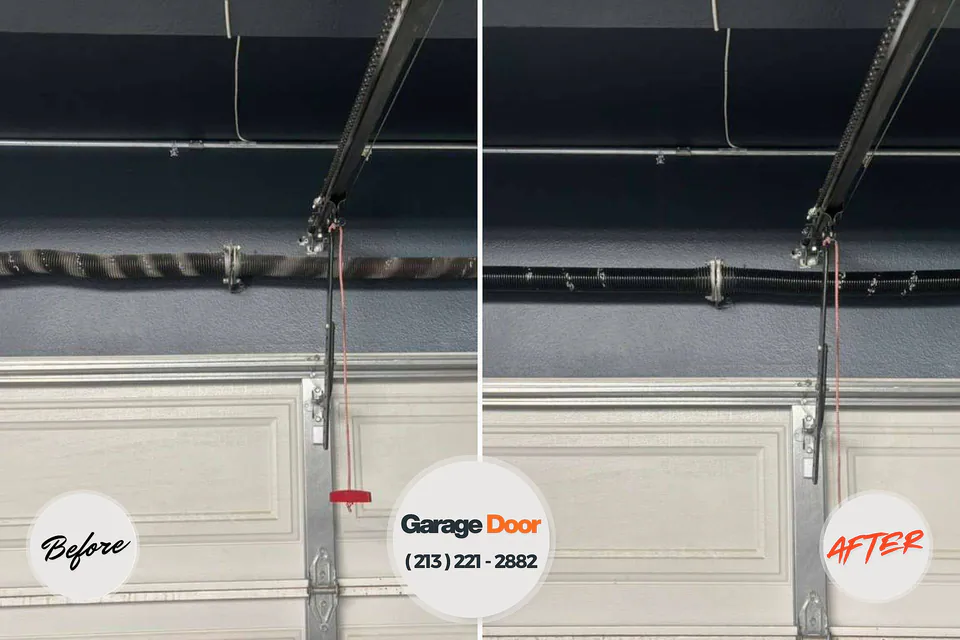 Before and after: garage door repair Rancho Viejo, TX